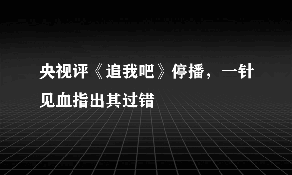 央视评《追我吧》停播，一针见血指出其过错