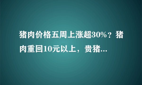 猪肉价格五周上涨超30%？猪肉重回10元以上，贵猪肉要来了吗？