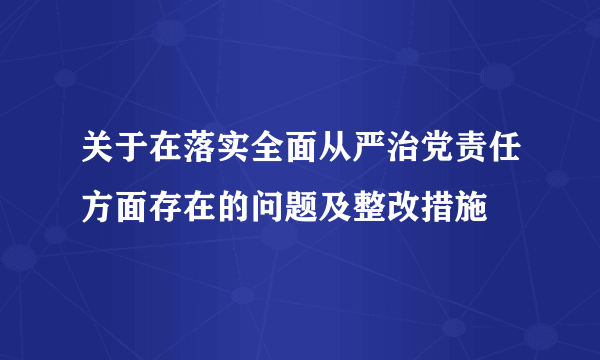 关于在落实全面从严治党责任方面存在的问题及整改措施