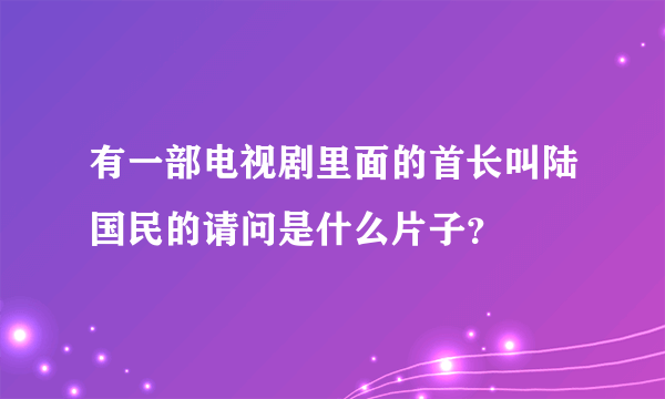 有一部电视剧里面的首长叫陆国民的请问是什么片子？