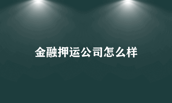 金融押运公司怎么样