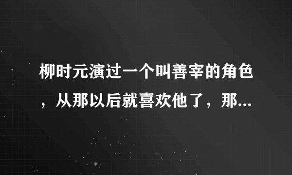 柳时元演过一个叫善宰的角色，从那以后就喜欢他了，那部电视剧叫什么名字叫