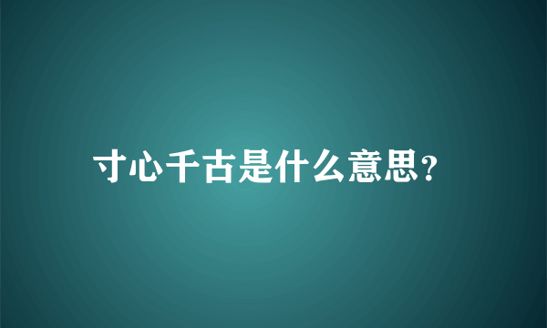 寸心千古是什么意思？