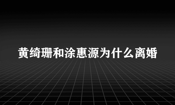 黄绮珊和涂惠源为什么离婚