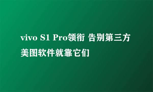 vivo S1 Pro领衔 告别第三方美图软件就靠它们