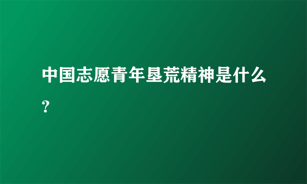 中国志愿青年垦荒精神是什么？