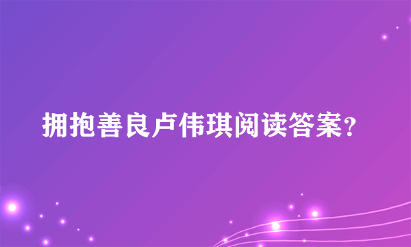 拥抱善良卢伟琪阅读答案？