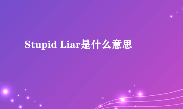 Stupid Liar是什么意思