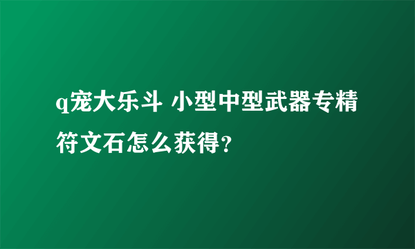 q宠大乐斗 小型中型武器专精符文石怎么获得？