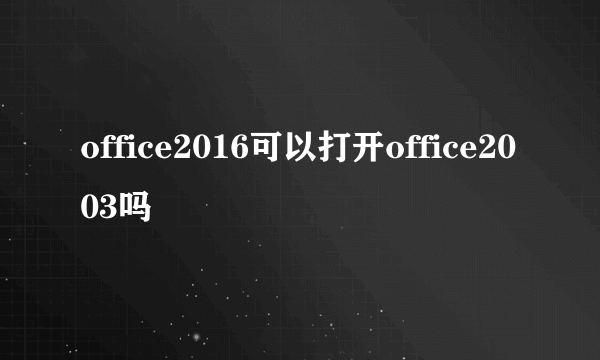 office2016可以打开office2003吗