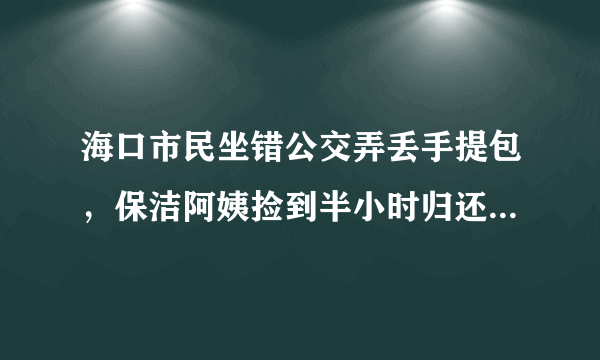 海口市民坐错公交弄丢手提包，保洁阿姨捡到半小时归还，你怎么看？