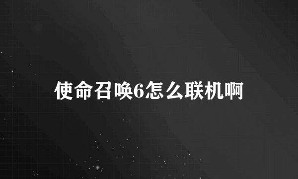 使命召唤6怎么联机啊