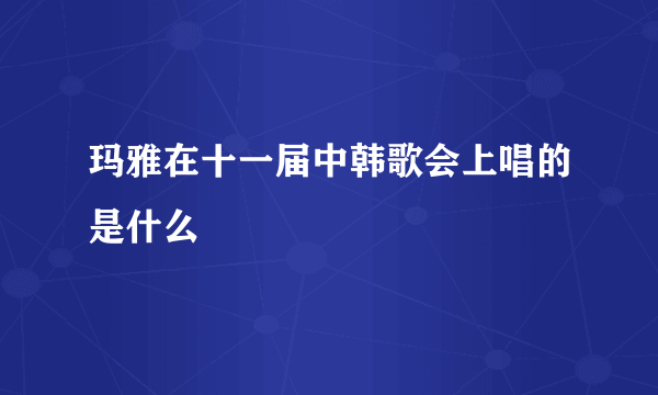 玛雅在十一届中韩歌会上唱的是什么