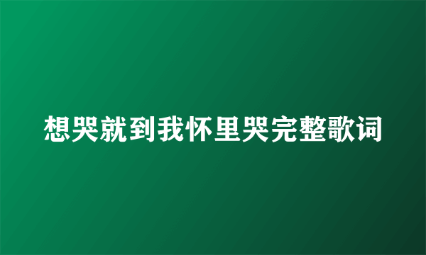 想哭就到我怀里哭完整歌词