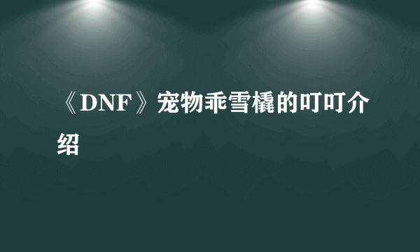 《DNF》宠物乖雪橇的叮叮介绍