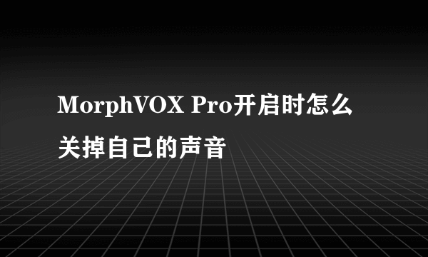 MorphVOX Pro开启时怎么关掉自己的声音