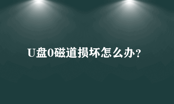 U盘0磁道损坏怎么办？