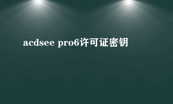 acdsee pro6许可证密钥