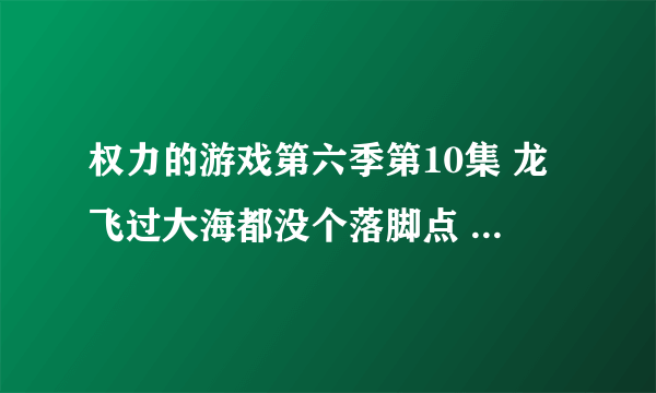 权力的游戏第六季第10集 龙飞过大海都没个落脚点 不会累吗？