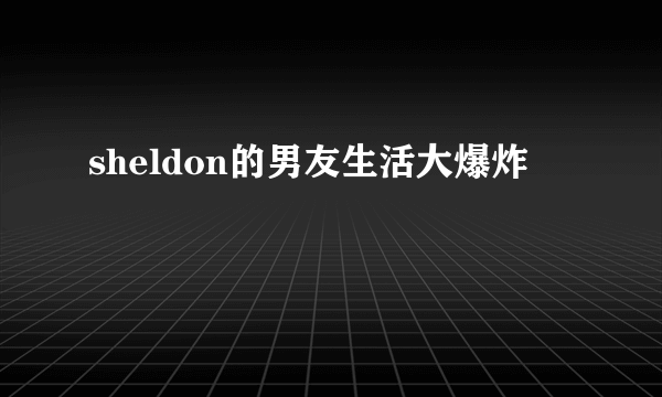 sheldon的男友生活大爆炸