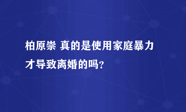 柏原崇 真的是使用家庭暴力 才导致离婚的吗？