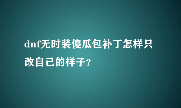 dnf无时装傻瓜包补丁怎样只改自己的样子？