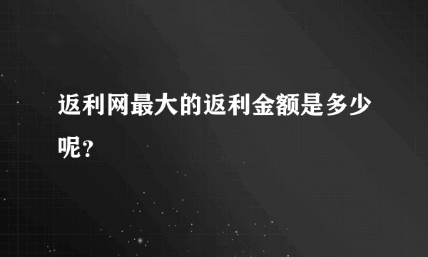 返利网最大的返利金额是多少呢？