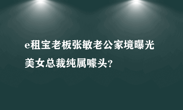 e租宝老板张敏老公家境曝光 美女总裁纯属噱头？