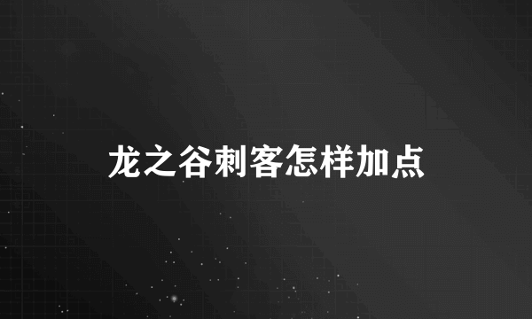 龙之谷刺客怎样加点