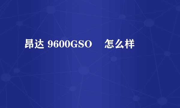 昂达 9600GSO    怎么样