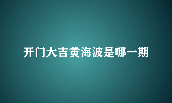 开门大吉黄海波是哪一期