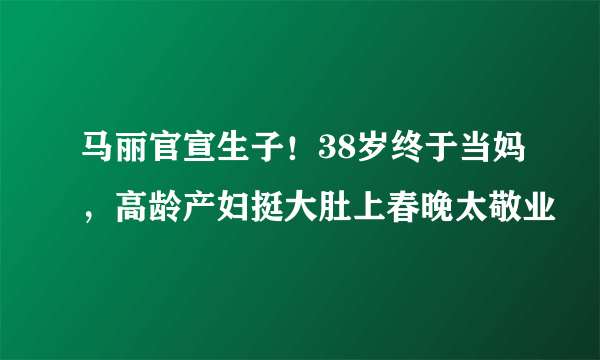 马丽官宣生子！38岁终于当妈，高龄产妇挺大肚上春晚太敬业