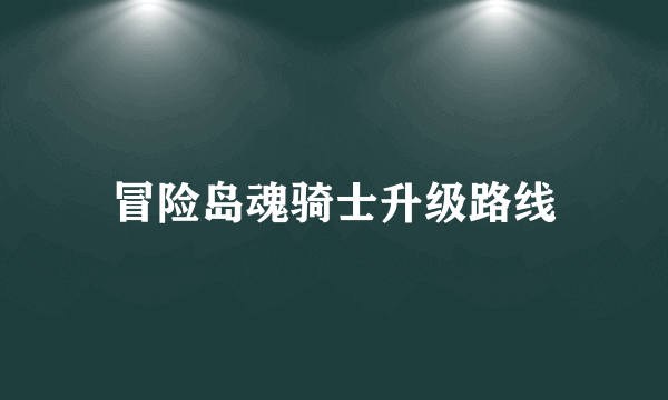 冒险岛魂骑士升级路线