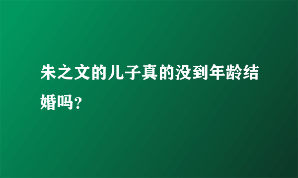 朱之文的儿子真的没到年龄结婚吗？