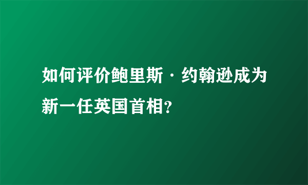 如何评价鲍里斯·约翰逊成为新一任英国首相？