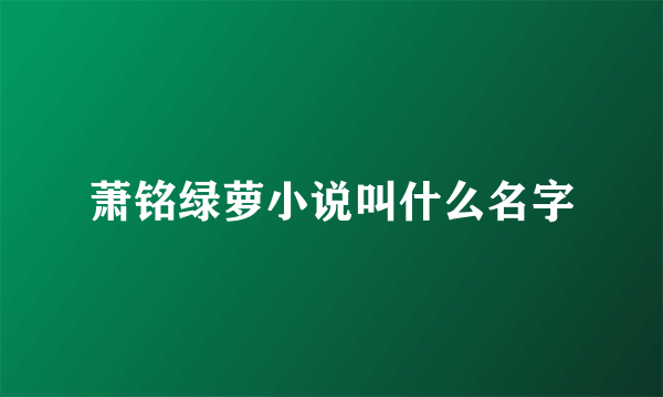 萧铭绿萝小说叫什么名字