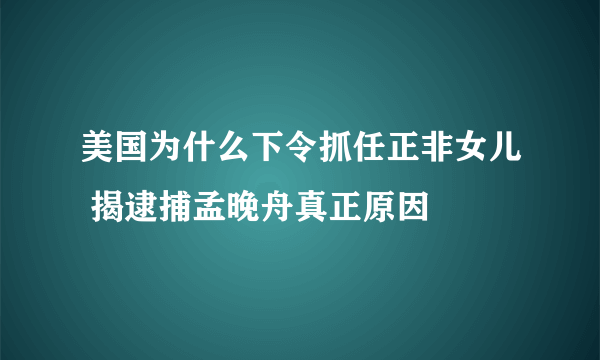 美国为什么下令抓任正非女儿 揭逮捕孟晚舟真正原因