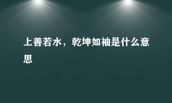 上善若水，乾坤如袖是什么意思