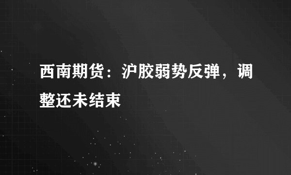 西南期货：沪胶弱势反弹，调整还未结束