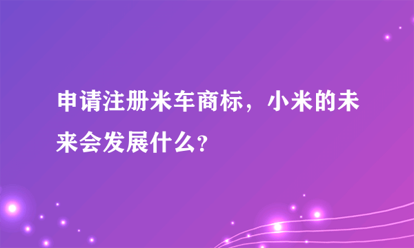 申请注册米车商标，小米的未来会发展什么？