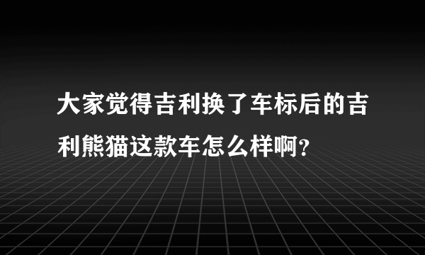 大家觉得吉利换了车标后的吉利熊猫这款车怎么样啊？