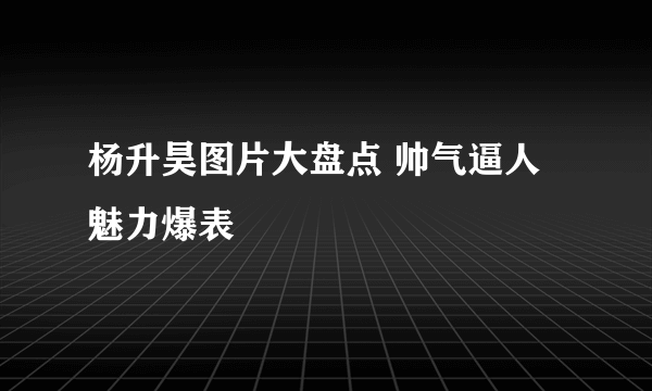 杨升昊图片大盘点 帅气逼人魅力爆表