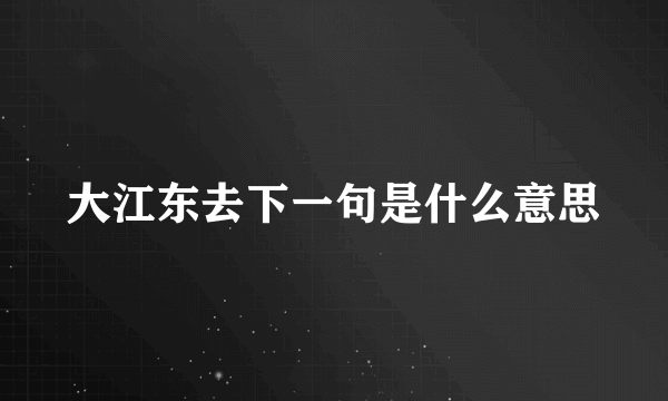 大江东去下一句是什么意思