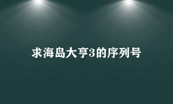 求海岛大亨3的序列号