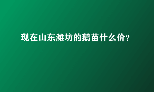 现在山东潍坊的鹅苗什么价？