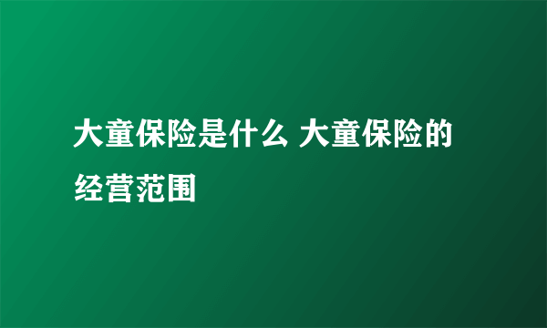 大童保险是什么 大童保险的经营范围