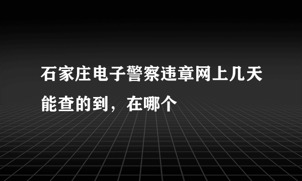 石家庄电子警察违章网上几天能查的到，在哪个