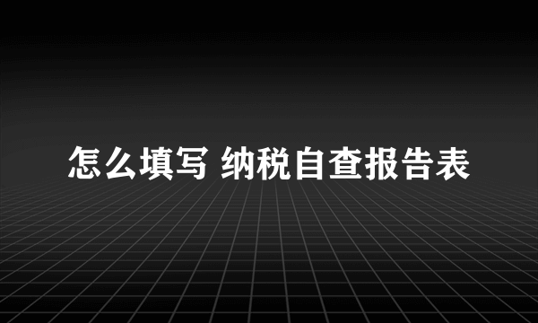 怎么填写 纳税自查报告表