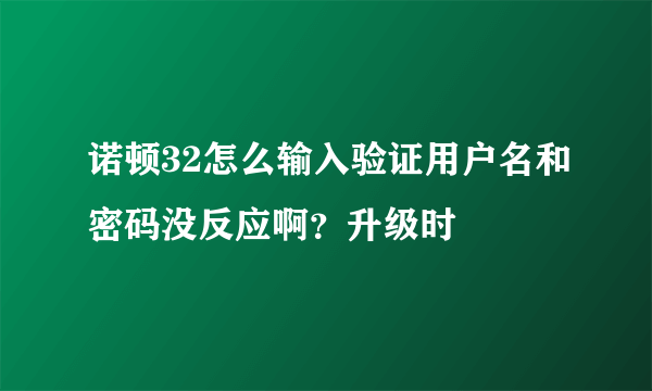 诺顿32怎么输入验证用户名和密码没反应啊？升级时