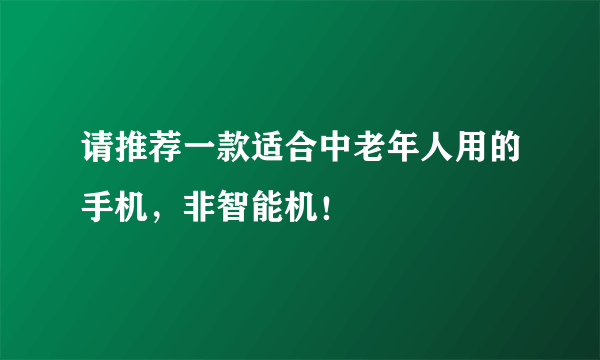 请推荐一款适合中老年人用的手机，非智能机！